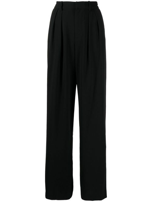 Pleat-detail wide-leg pants - Black