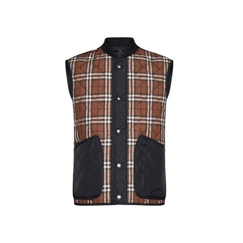 Check Archivio Quilted Vest — Brown