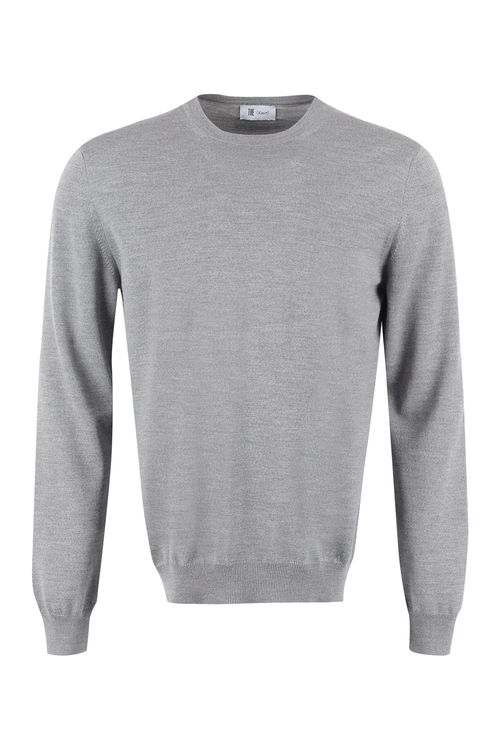 The (alphabet) Crew-Neck Extra-Fine Wool Sweater with Ribbed Edges