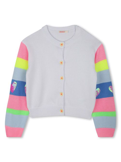 Stripe-detail cardigan - White