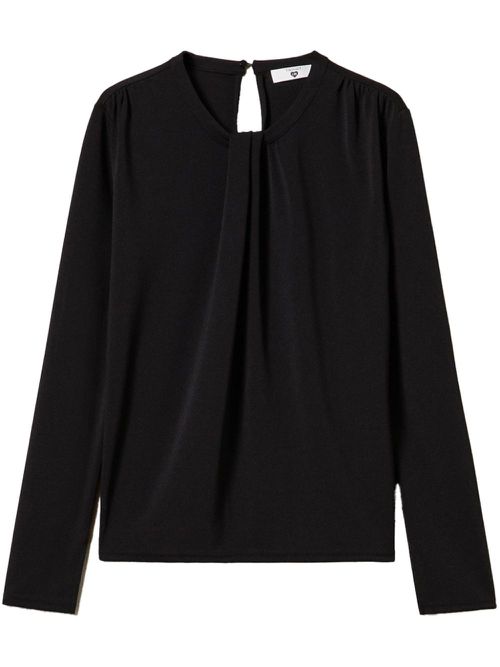 Drape-detailing jersey blouse - Black