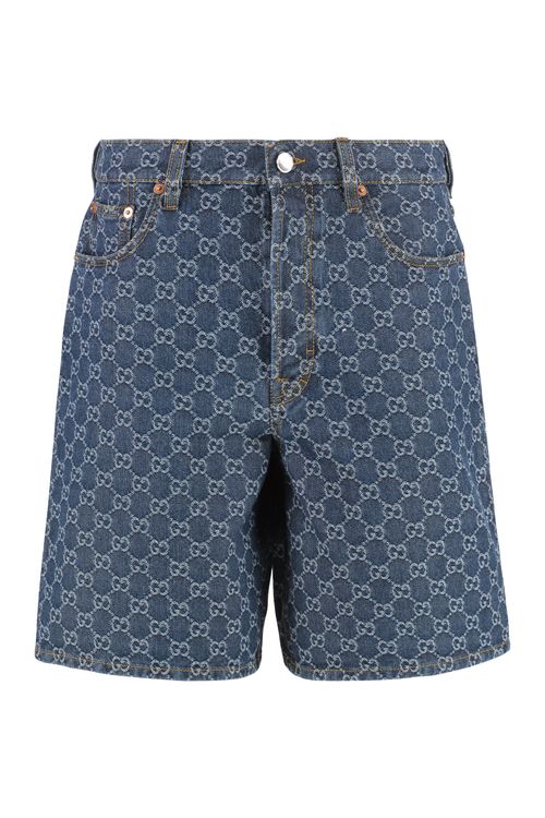 Jacquard Logo Denim Mini Shorts for Women