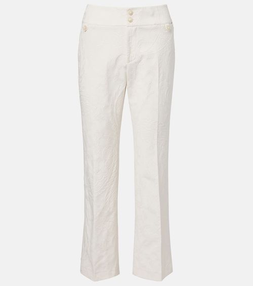 Paisley jacquard cropped flared jeans