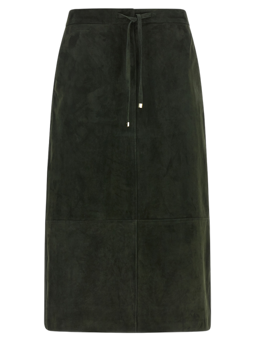 Suede Midi Skirt — Green