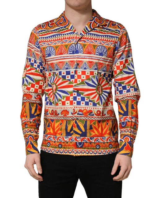 Sicilian Carretto Print Cotton Shirt — Multicolor