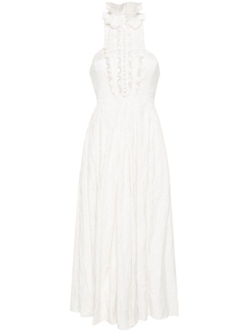 Ruffled sleeveless midi dress - Neutrals