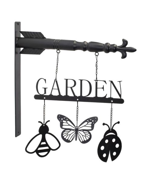 Garden and Insect Sign – Whimsical Decor for Outdoor Spaces and Garden Enthusiasts - Black