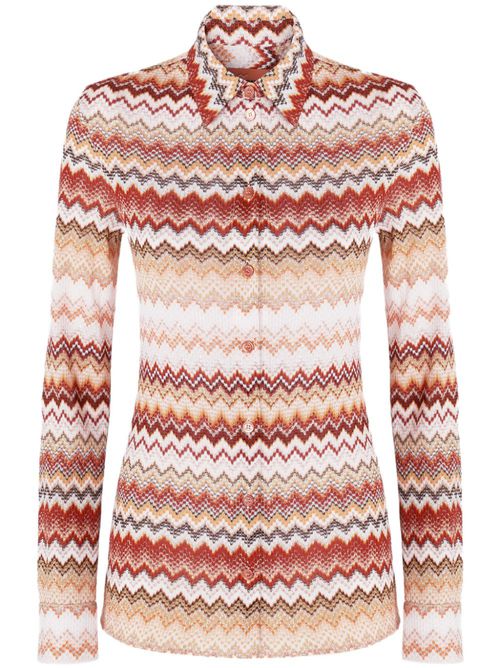 Zigzag-pattern lamé shirt - Neutrals