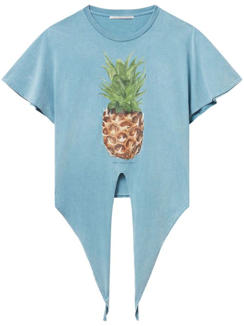 Pineapple-print cotton T-shirt - Blue