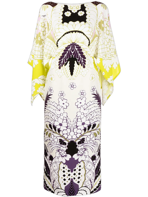 Tropical Word Kaftan — White