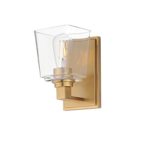 Natural Aged Brass One Light Wall Sconce from the Cubos Collection