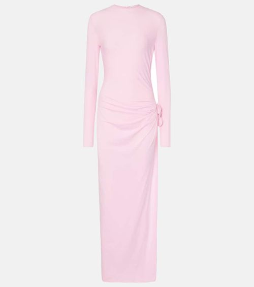 Floral-appliqué jersey gown