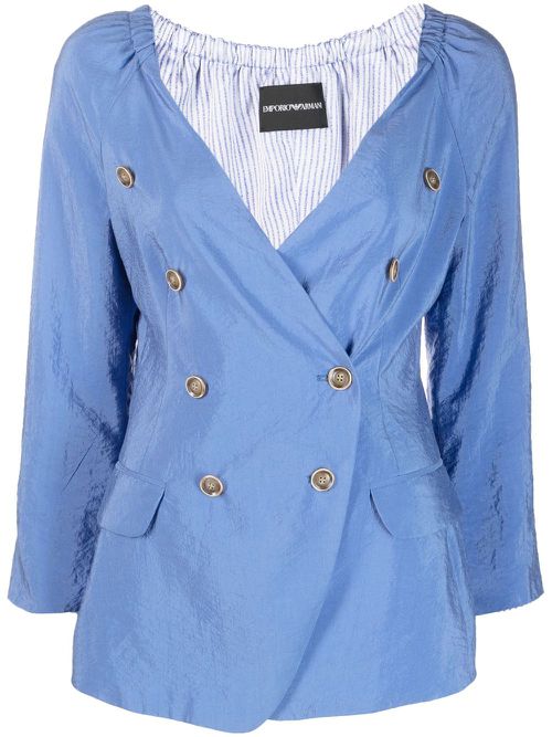 Double-breasted silk jacket - Blue
