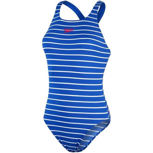 Speedo Womens Endurance Horizontal Stripe Swimsuit in Blue/White - X-Sma