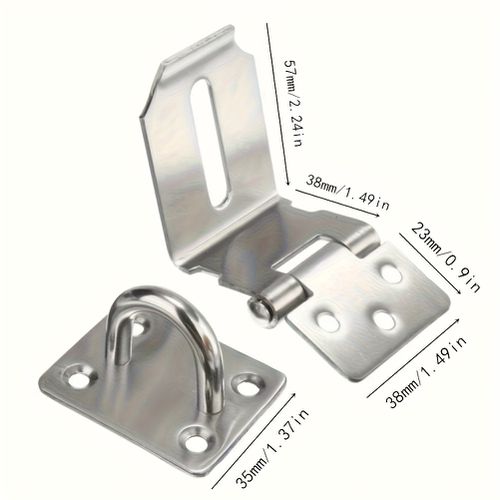 TEMU 1 Juego de Cerradura de Pestillo de Acero Inoxidable con 7 Tornillos de Instalación, Herrajes Antirrobo a para Uso Doméstico