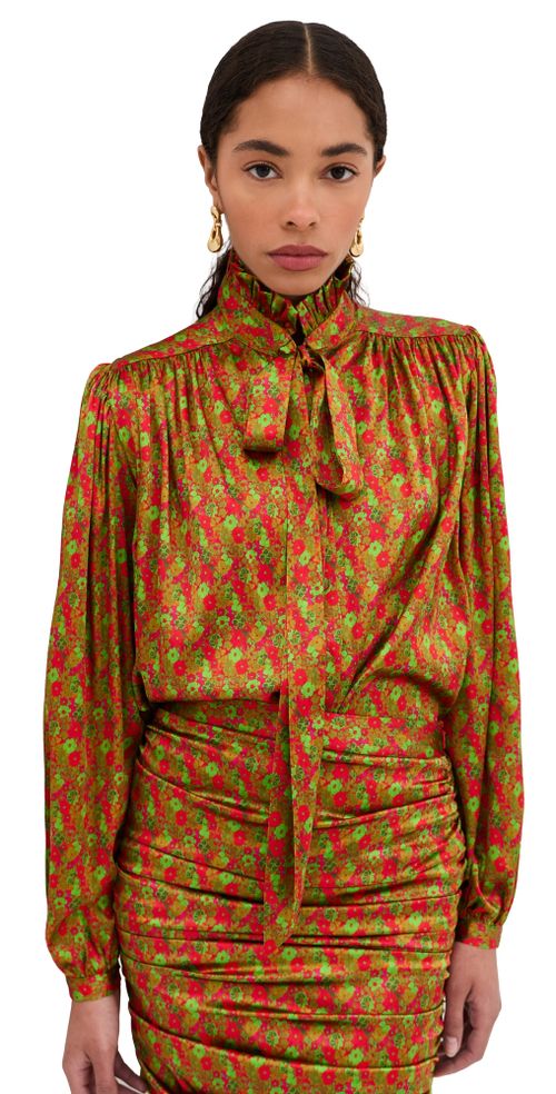 Maria Silk Blouse Floral Red