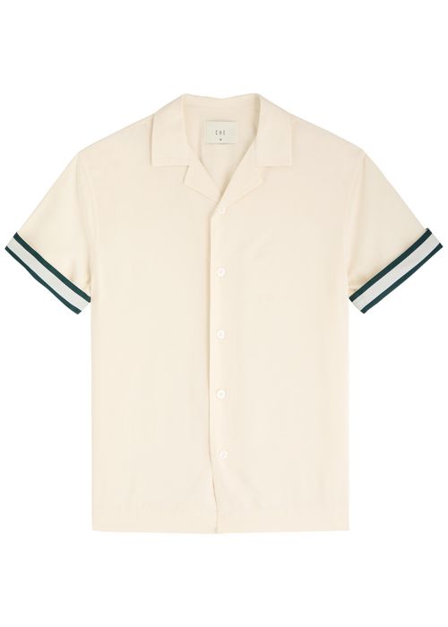 CHÉ 남성 Valbonne Stripe-trimmed Shirt - White - S 4219360