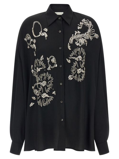 Crystal-Embellished Blouse — Black