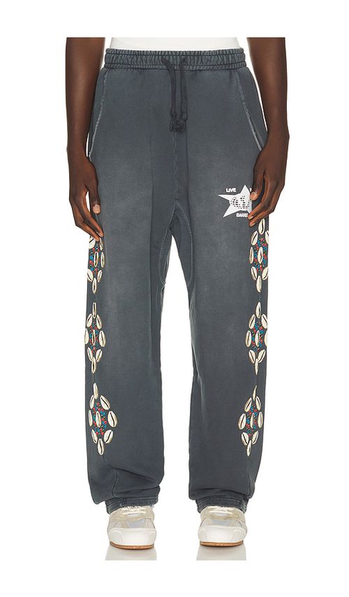 Barriers Worldwide Cowrie Shell Sweatpants in Charcoal. S. Also in M, L, XL/1X