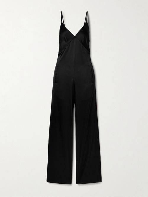 Foxy Open-back Silk-blend Satin Jumpsuit - Black