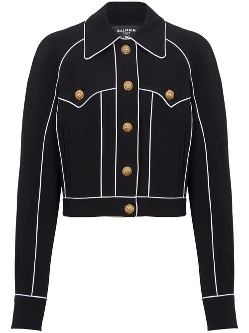 Logo-embroidered Western jacket - Black
