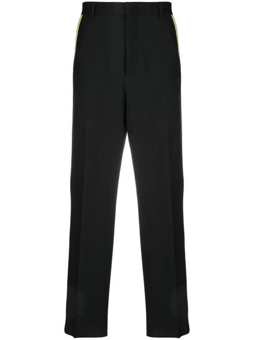 Side-Stripe Tailored Trousers — Black