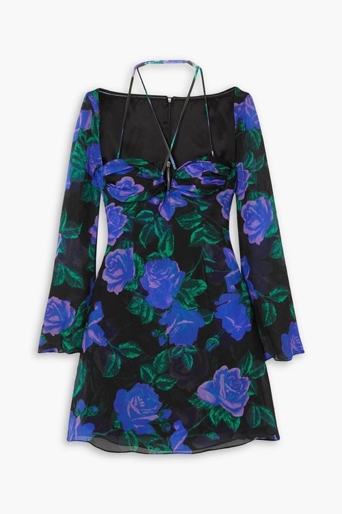 Floral-print silk-chiffon mini dress