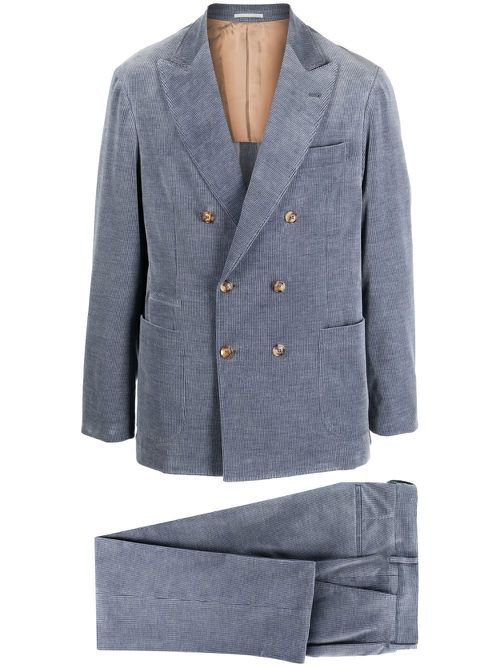 Corduroy double-breasted suit - Blue
