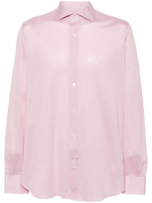 Spread-collar cotton shirt - Pink