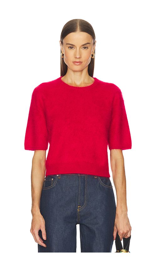 Rag & Bone Jada Brushed Cashmere Short Sleeve Crew in Red. L. Also in