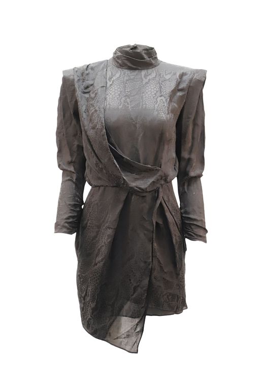 Montana Draped Satin-Jacquard Mini Dress in Black Acetate