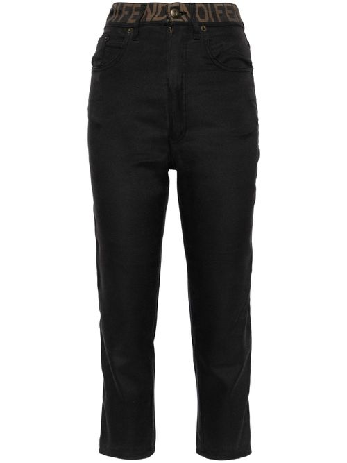 Logo-waistband cropped trousers - Grey