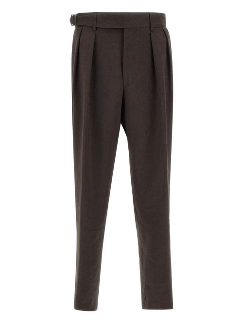 Linen-blend trousers - Brown