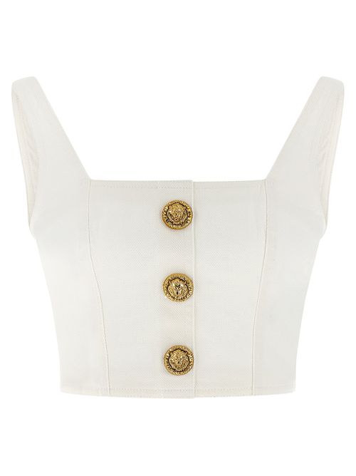 Button Top Tops White