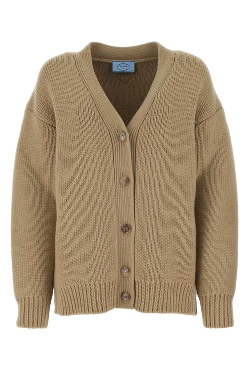 Virgin Wool and Cashmere Blend Cardigan — Beige