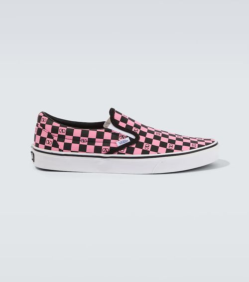 X Vans VLogo checked slip-on shoes