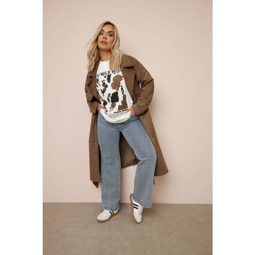 Faux Suede Trench Coat