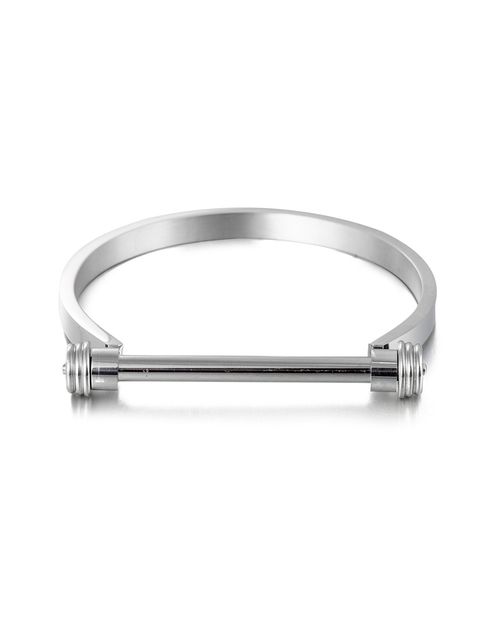 Luxe Collection Roger Silver Titanium Screw Cuff Bracelet