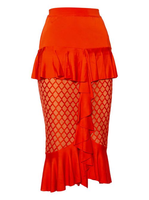 Ruffled midi skirt - Orange