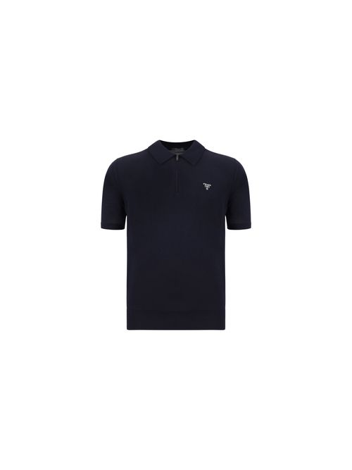 Virgin Wool Fleece Polo Shirt — Black