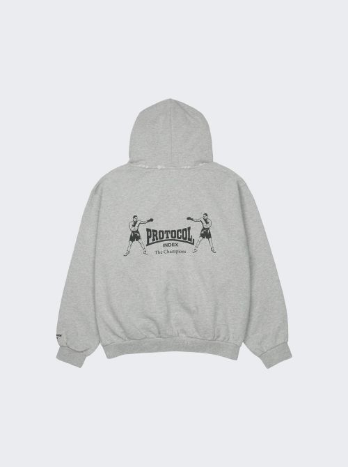 Terry Towel Zip Hoodie Grey