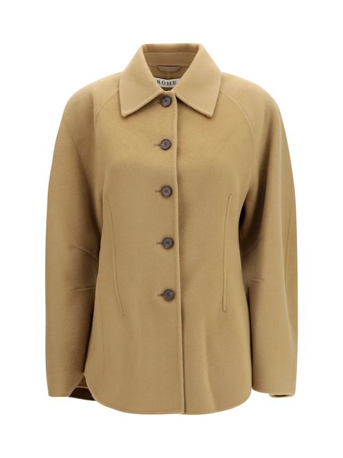 Sculptural Oversized-Sleeve Jacket — Camel