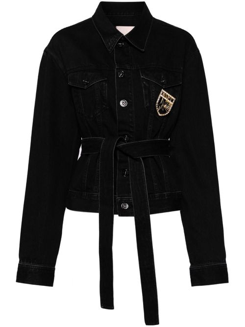 Logo pin denim jacket - Black