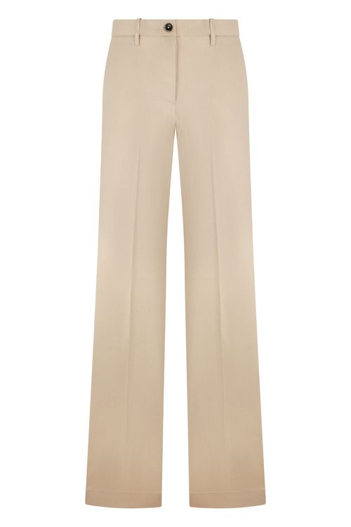 Linen-Cotton Straight-Leg Pants