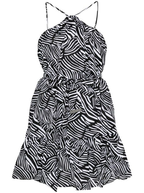 Zebra-print belted mini dress - Black