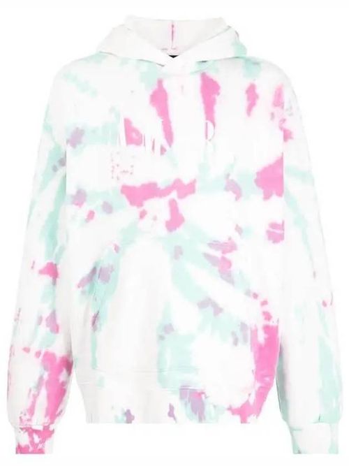 Logo-print tie-dye hoodie - White