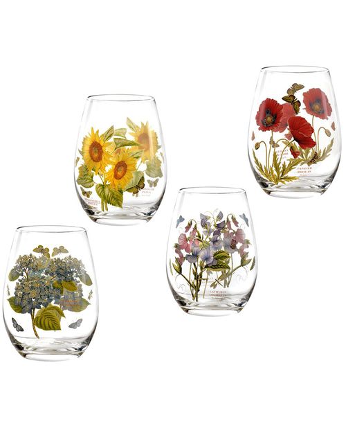 Portmeirion Set of 4 Botanic Garden Stemless Wine Glasses