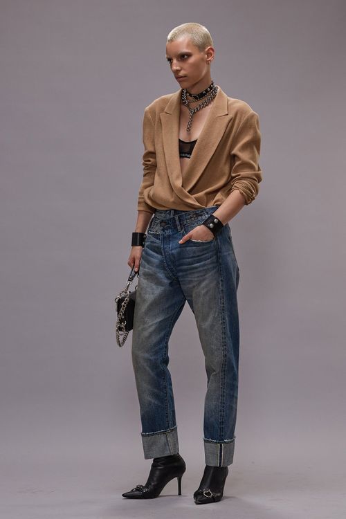 R13 Cuffed Crossover - Estin Selvedge Blue