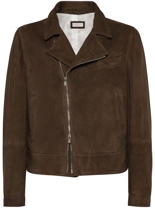 Suede biker jacket - Brown