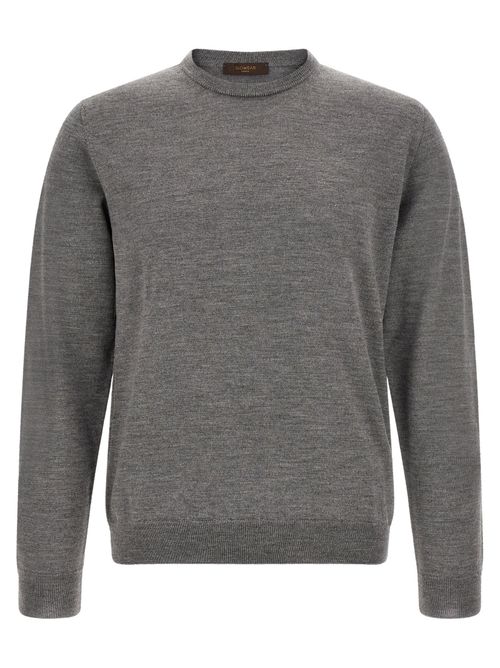 Virgin Wool Crew Neck Sweater — Gray